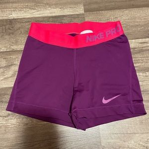 Purple nike pro shorts